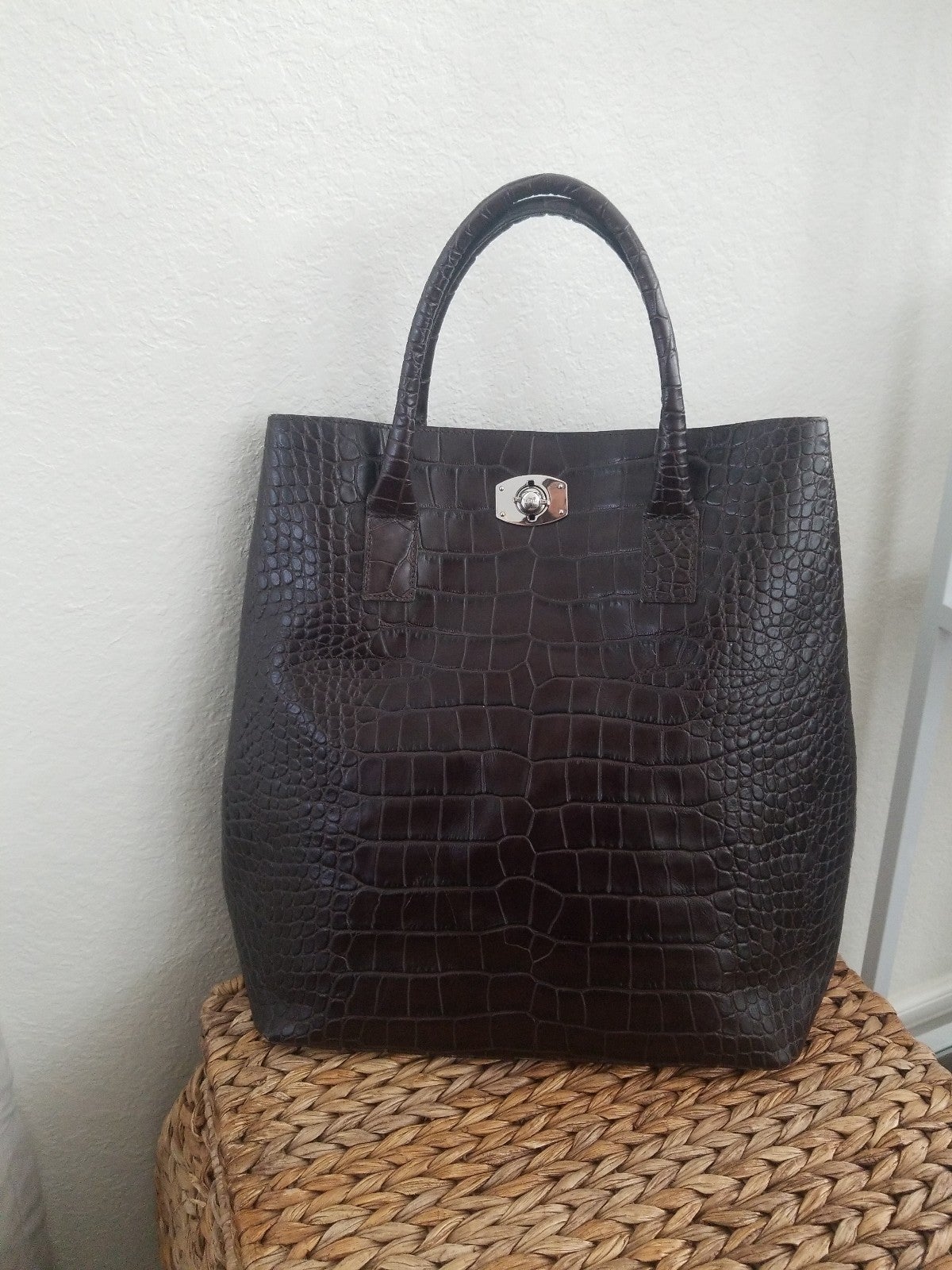 Furla Dark Brown Croc Bag