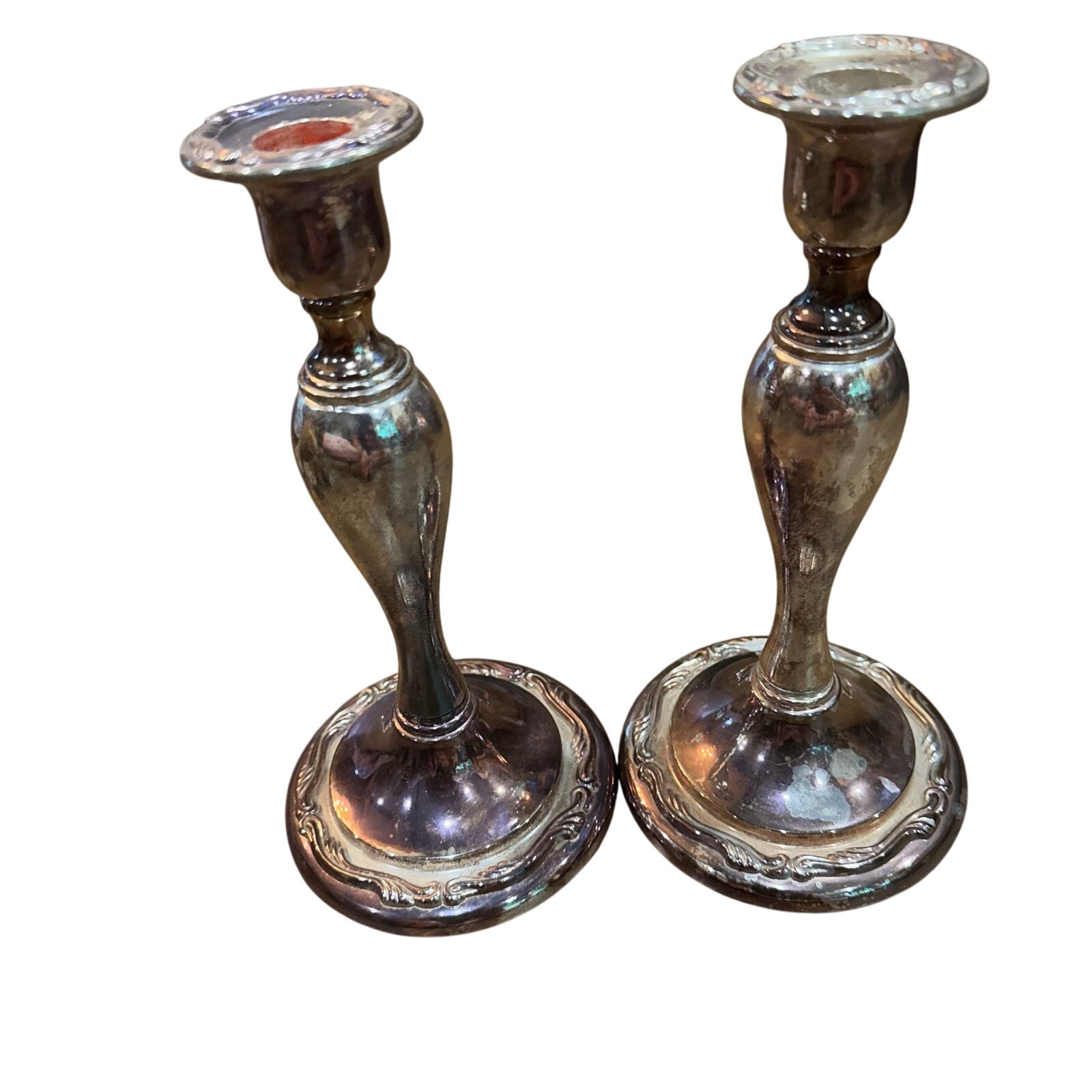 Pair (2) Oneida Silver (Plated?) Royal Provincial Candlesticks Candle Holders