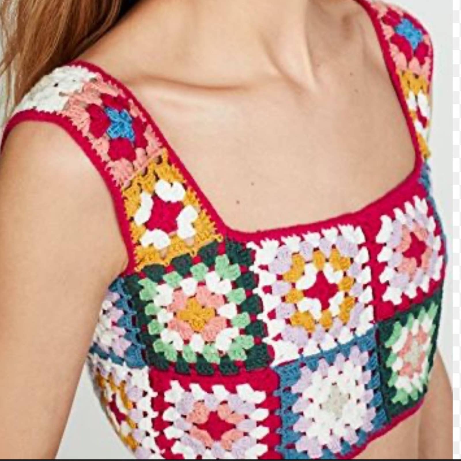 Farm RIO crochet granny square knit crop top