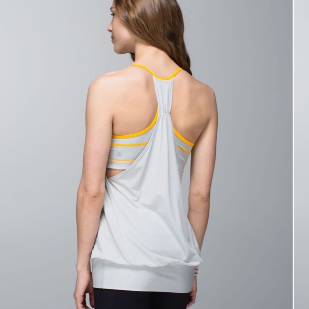 Lululemon Size 4 No Limit Tank Silver Spoon Yellow Stripe