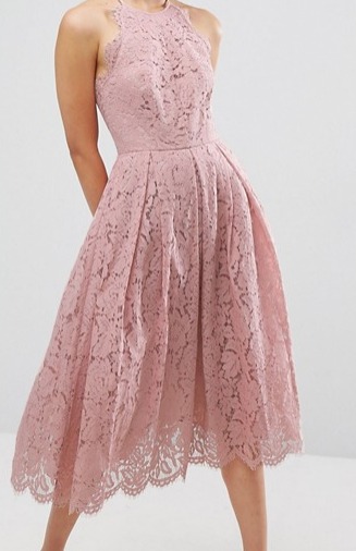 Lace Pinny Scallop Midi Dress