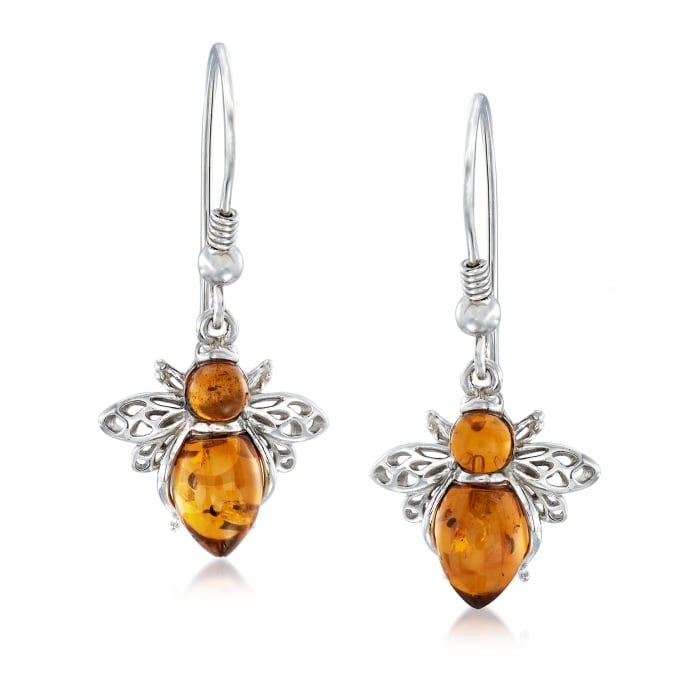 Amber Bumblebee Earrings in St SILVER