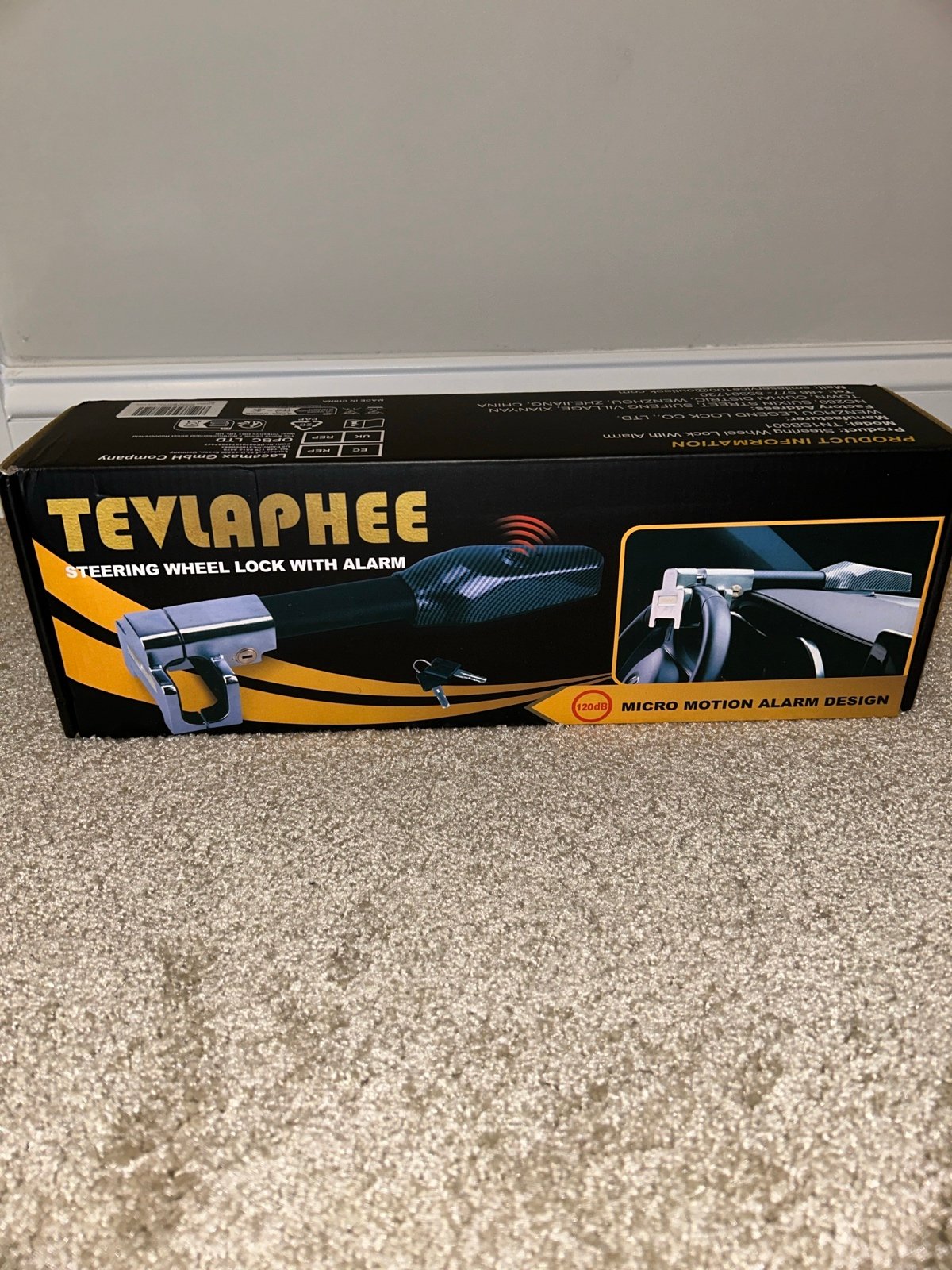 Tevlaphee Steering Wheel Lock with Alarm