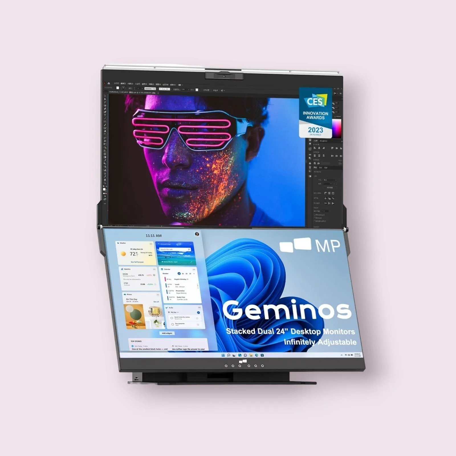 Mobile Pixels Geminos Dual 24 Stacked Computer Monitor (116-1001P01)