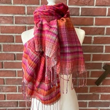 •AhujasonsIndia Luxurious Wool Modal Oversized Multicolor Plaid Shawl 70”x24”NEW