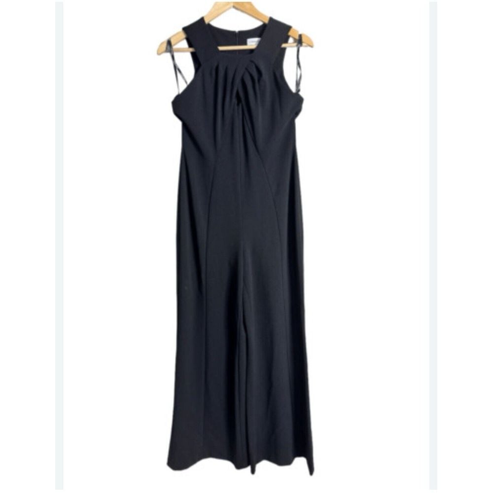 Calvin Klein keyhole wide leg black jumpsuit size 14 Sleeveless Black NWT 139