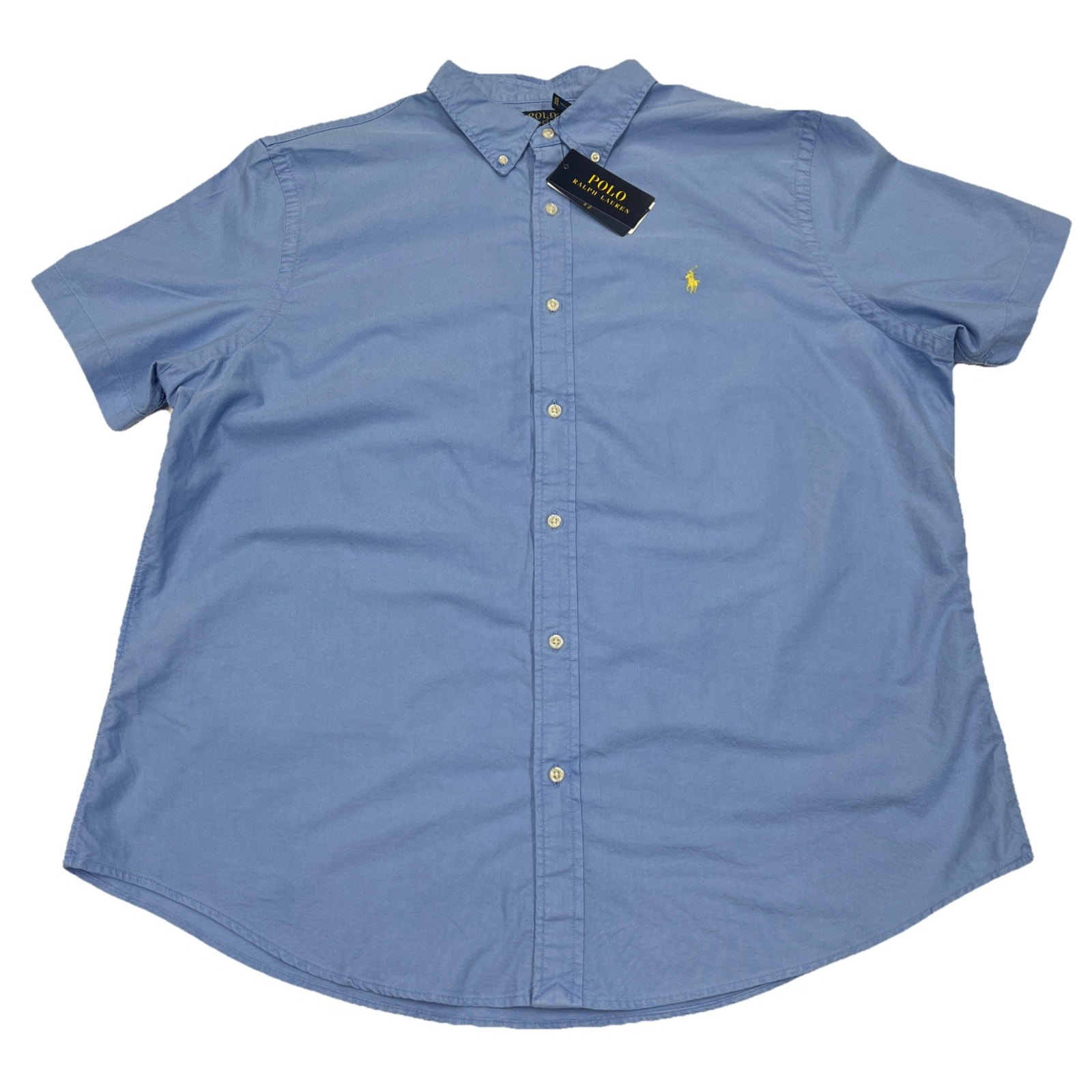 Polo RALPH LAUREN Mens XXL Short Sleeve Button Down Shirt Blue Classic Fit