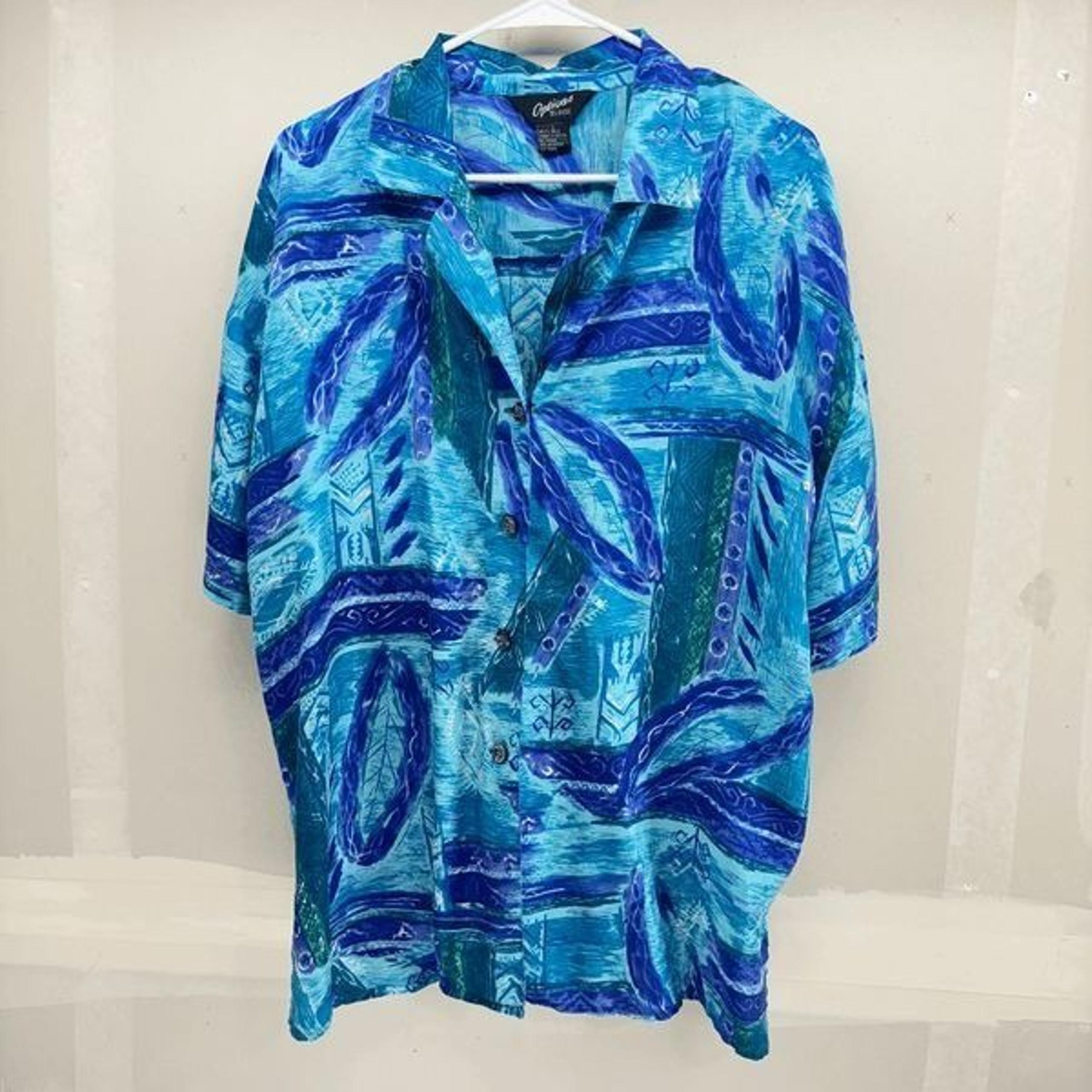 Options Melrose Shirt Women L Silk VTG Colorful Abstract Floral Button Artsy