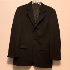 Oscar De La Renta Mens Black Wool Single-Breasted Blazer Size 38R