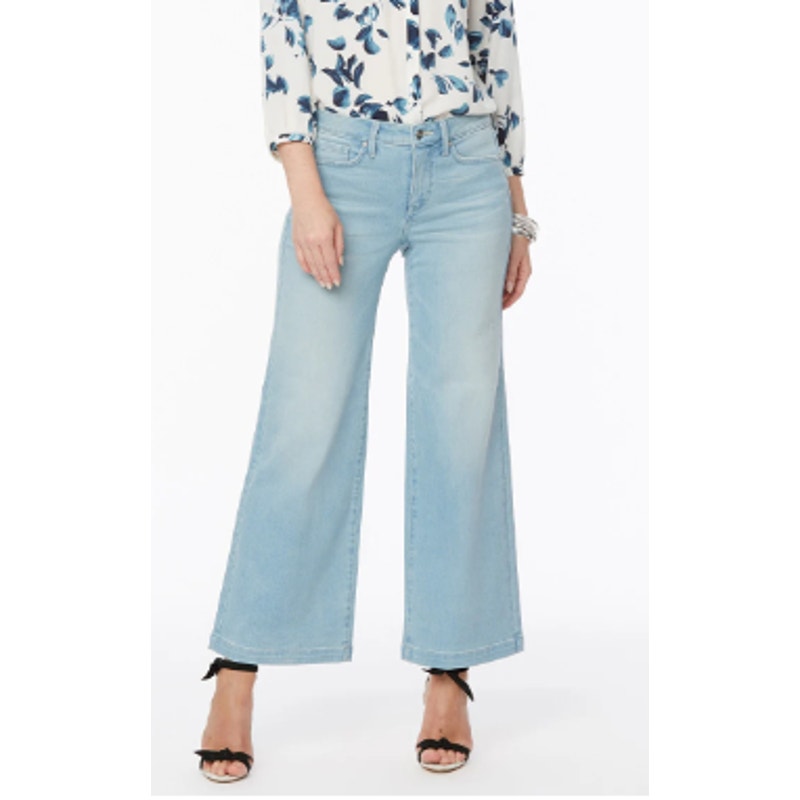 NYDJ Jeans Womens 10 Teresa Wide Leg Ankle Tummy Control Light Mid Rise