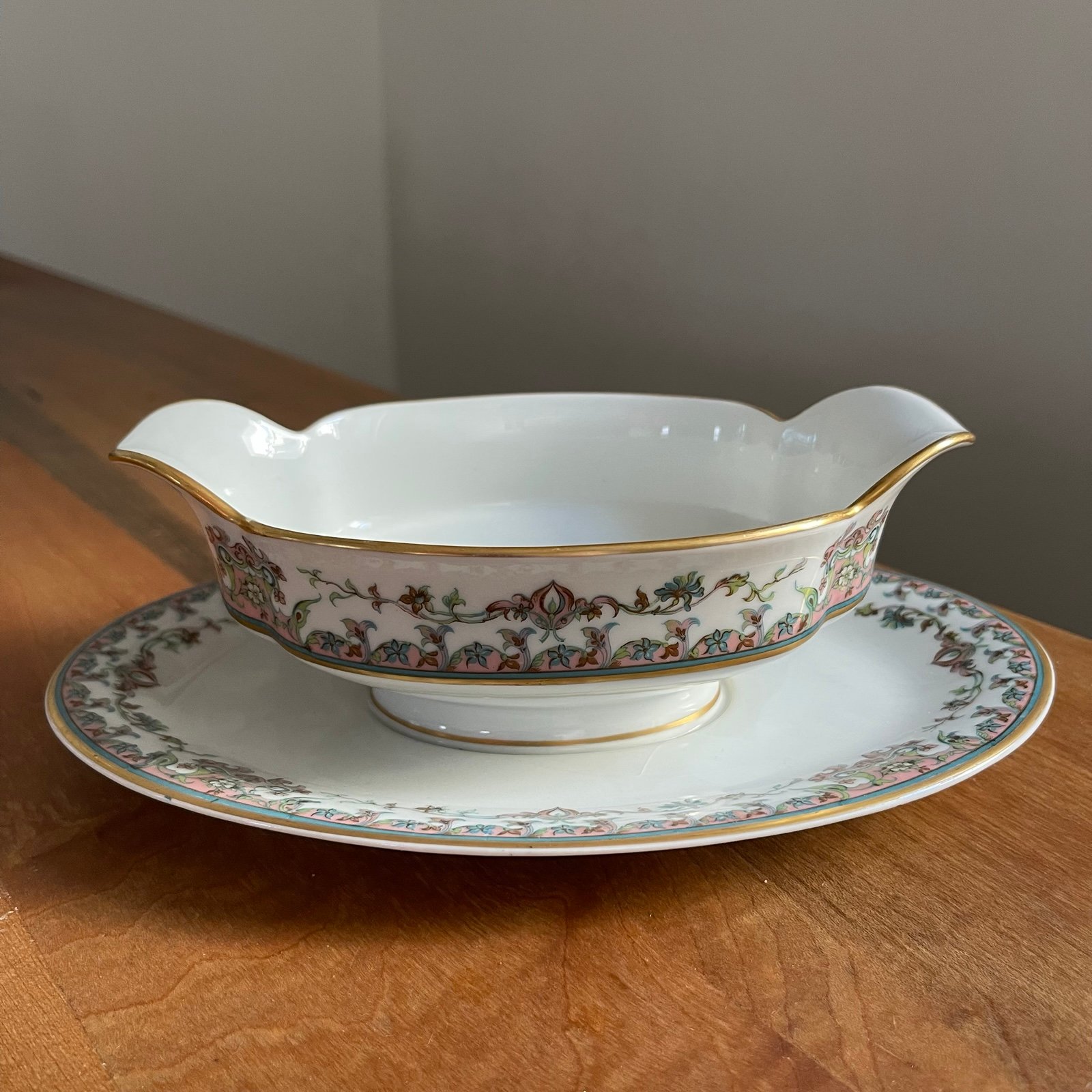 Vintage Haviland & Co. Limoges France Gravy Boat w Attached Underplate MINT