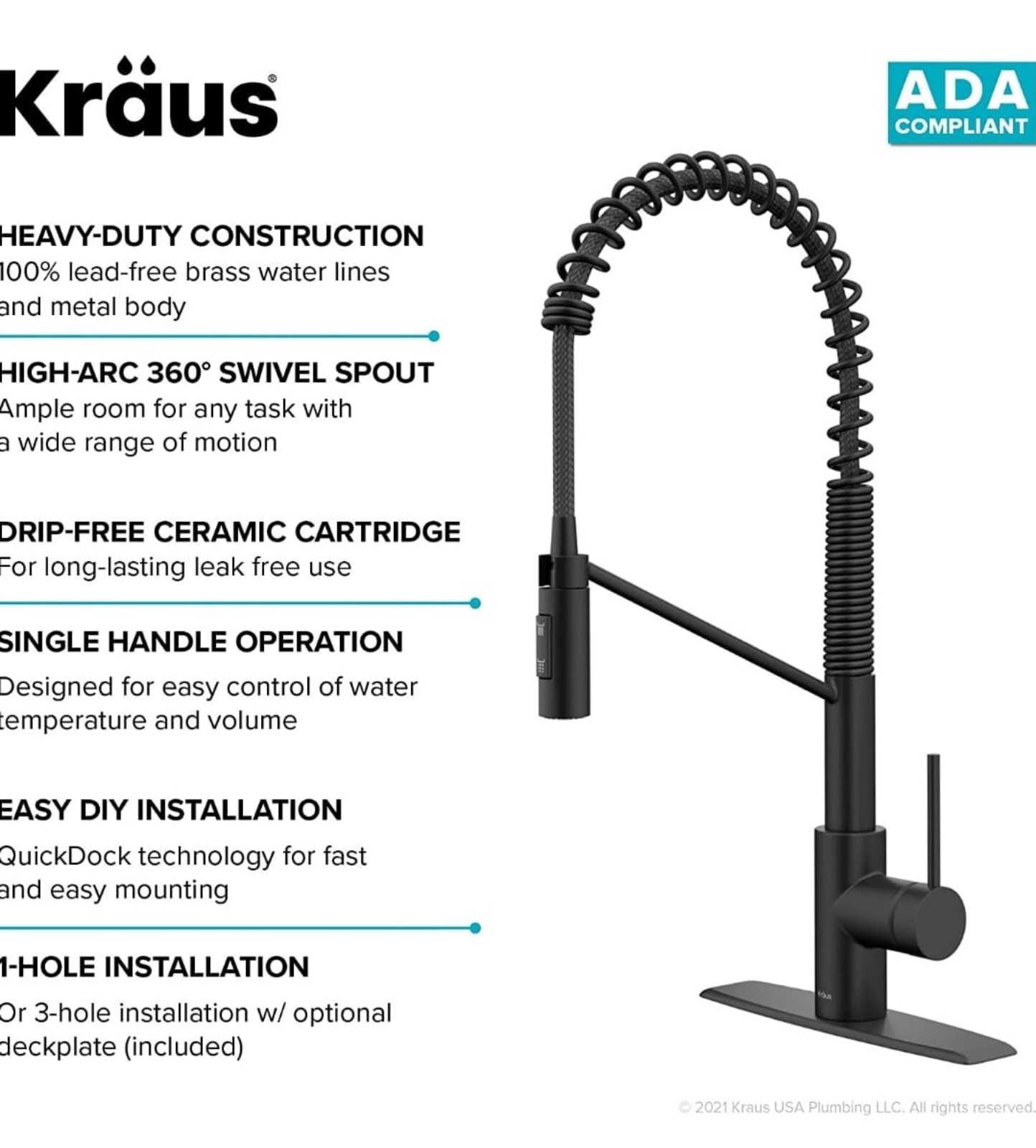 Kraus KPF-2631MB Oletto Commercial Style Pull-Down shops Single Handle Kitchen #856