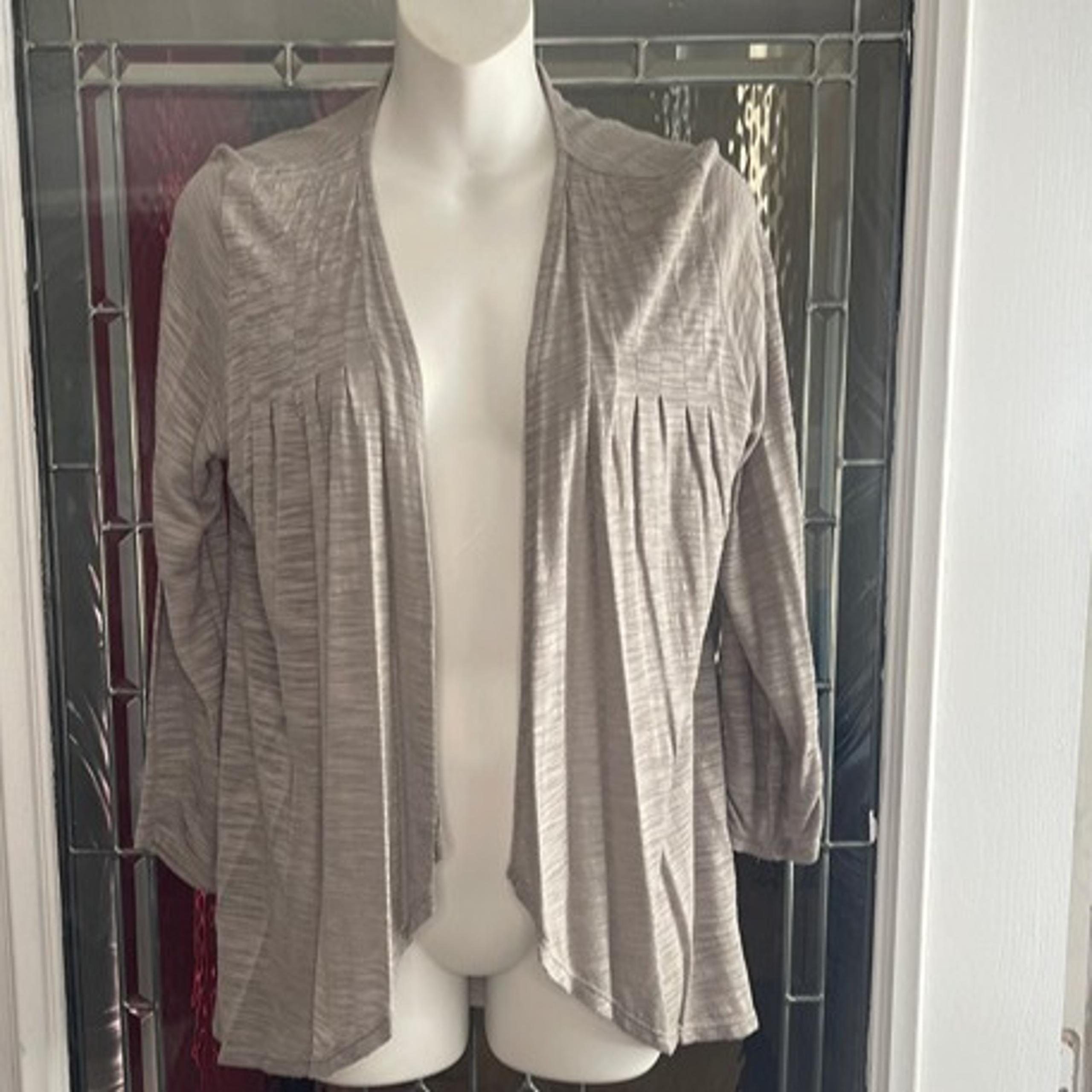 Bobeau Sweater Womens M Open Front Cardigan Beige Long Sleeve Drape