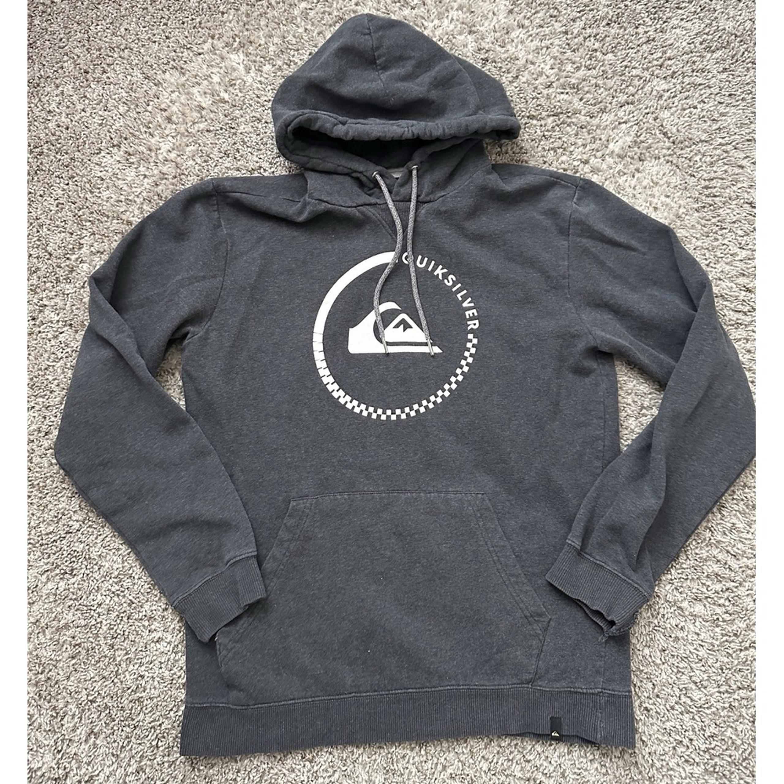 Quicksilver Men's M Hoodie Sweatshirt Dark Grey Fleece Thrashed