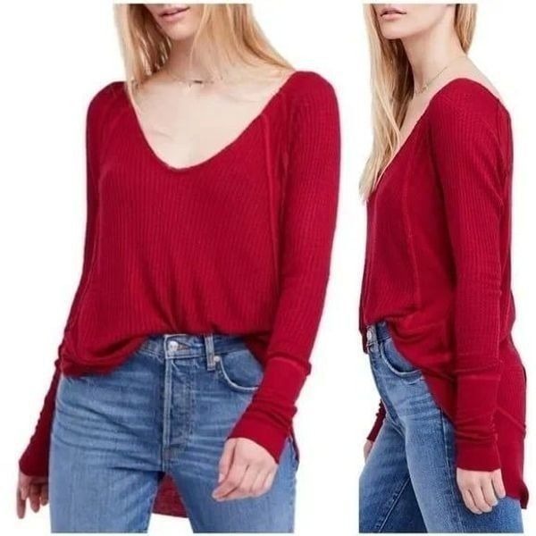 FREE PEOPLE | Catalina Thermal Top - [Medium, Red]