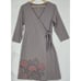 Acacia Women's Organic Cotton Wrap Robe Medium Gray Embroidered Paisley