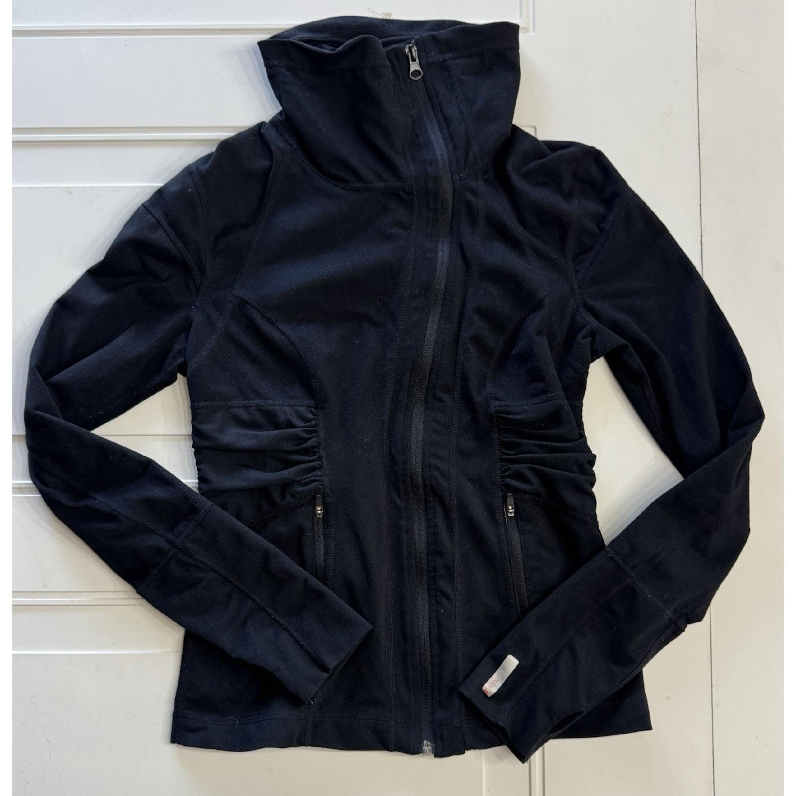 Women’s Zella Asymmetrical Zip Cowl Neck Ruched Sweatshirt XS Black Sport
