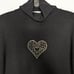 Vintage 70's Meister Black Long Sleeve Turtleneck Sweater Rhinestone Heart