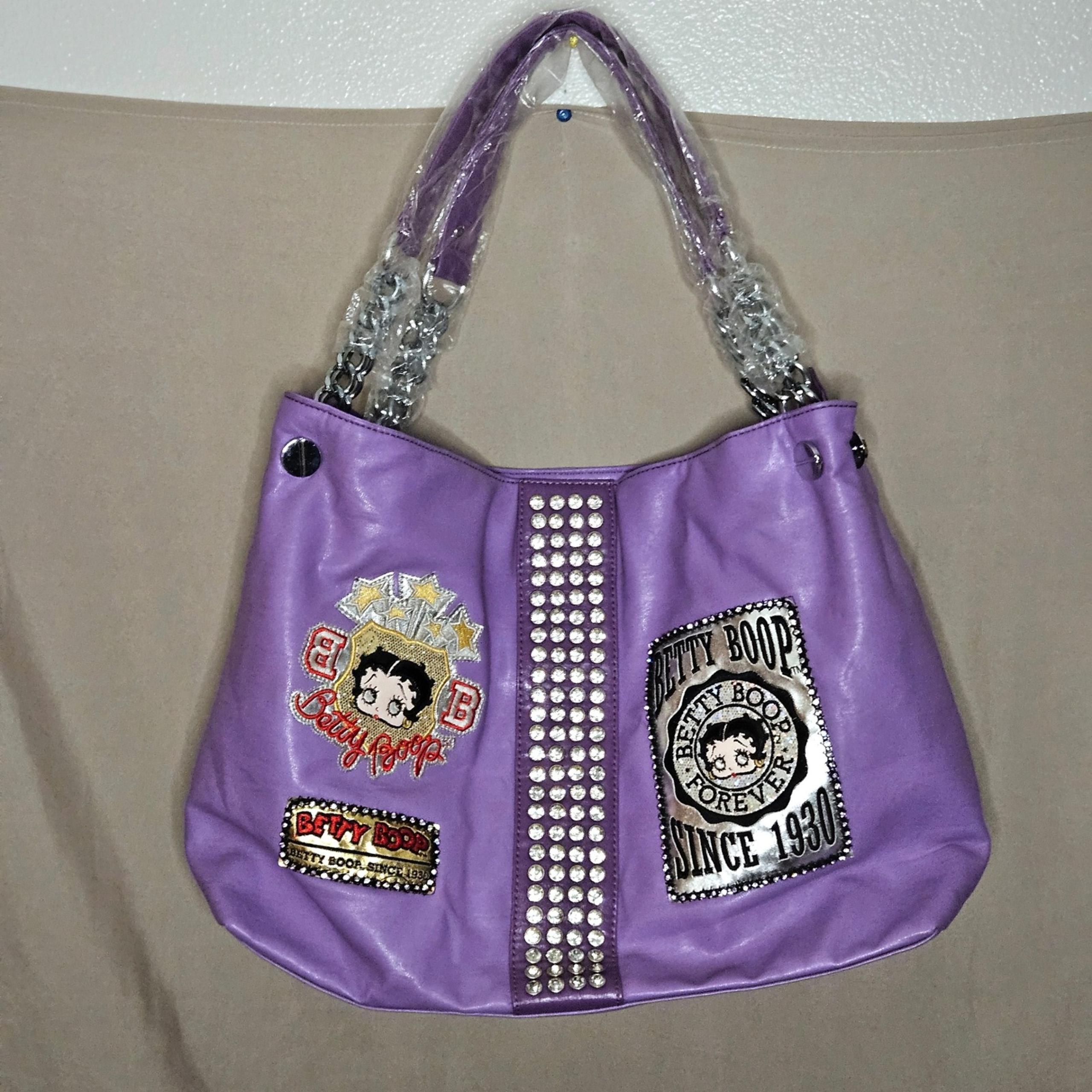 Betty Boop Purple Purse Rhinestone Embellished Shoulder Bag