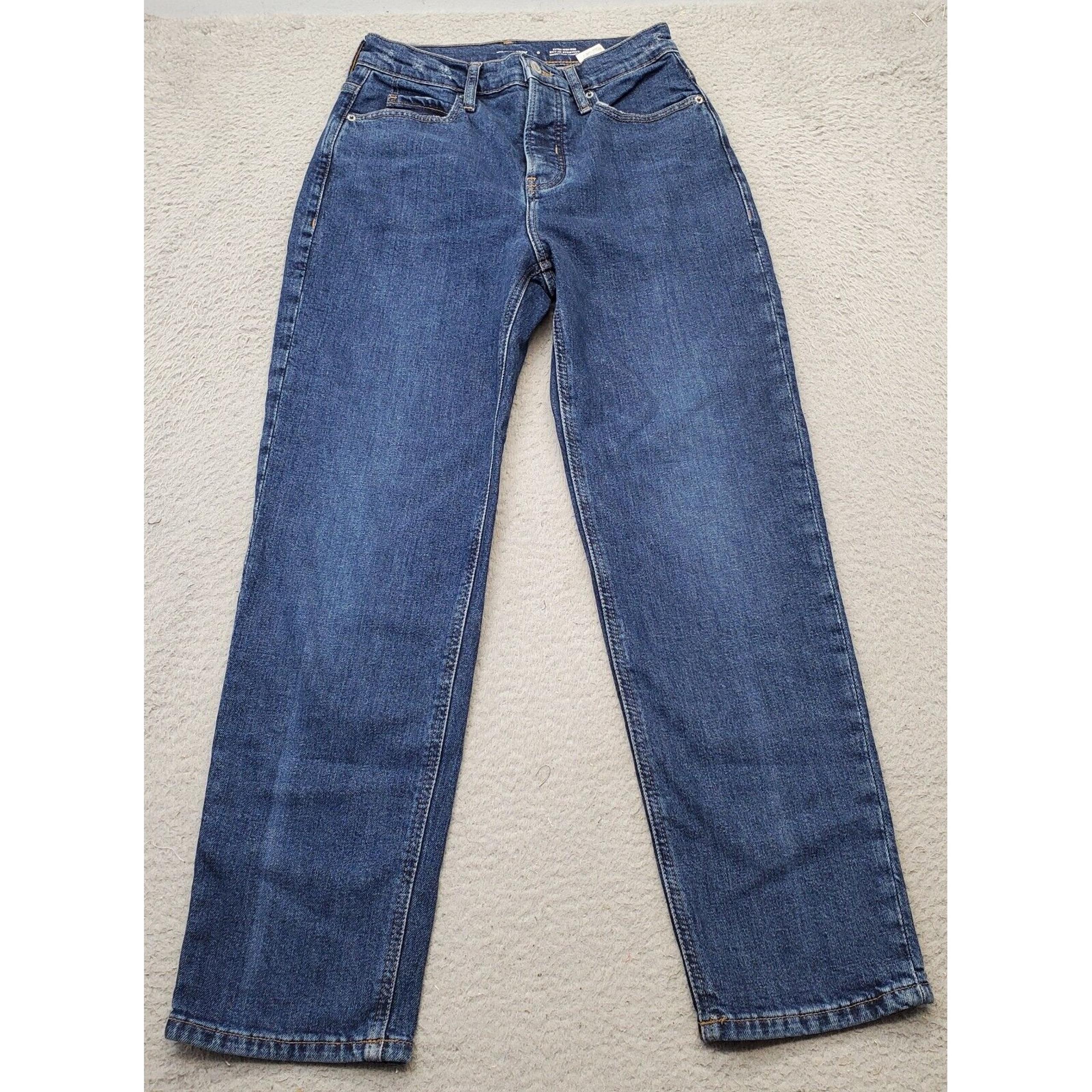 Old Navy Jeans Women Size 0 Blue Denim High Rise Straight Fit Secret-Slim Pocket
