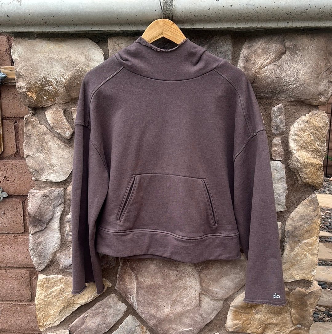 ALO Yoga Low Key Hoodie Wide Sleeve Cropped Size Small