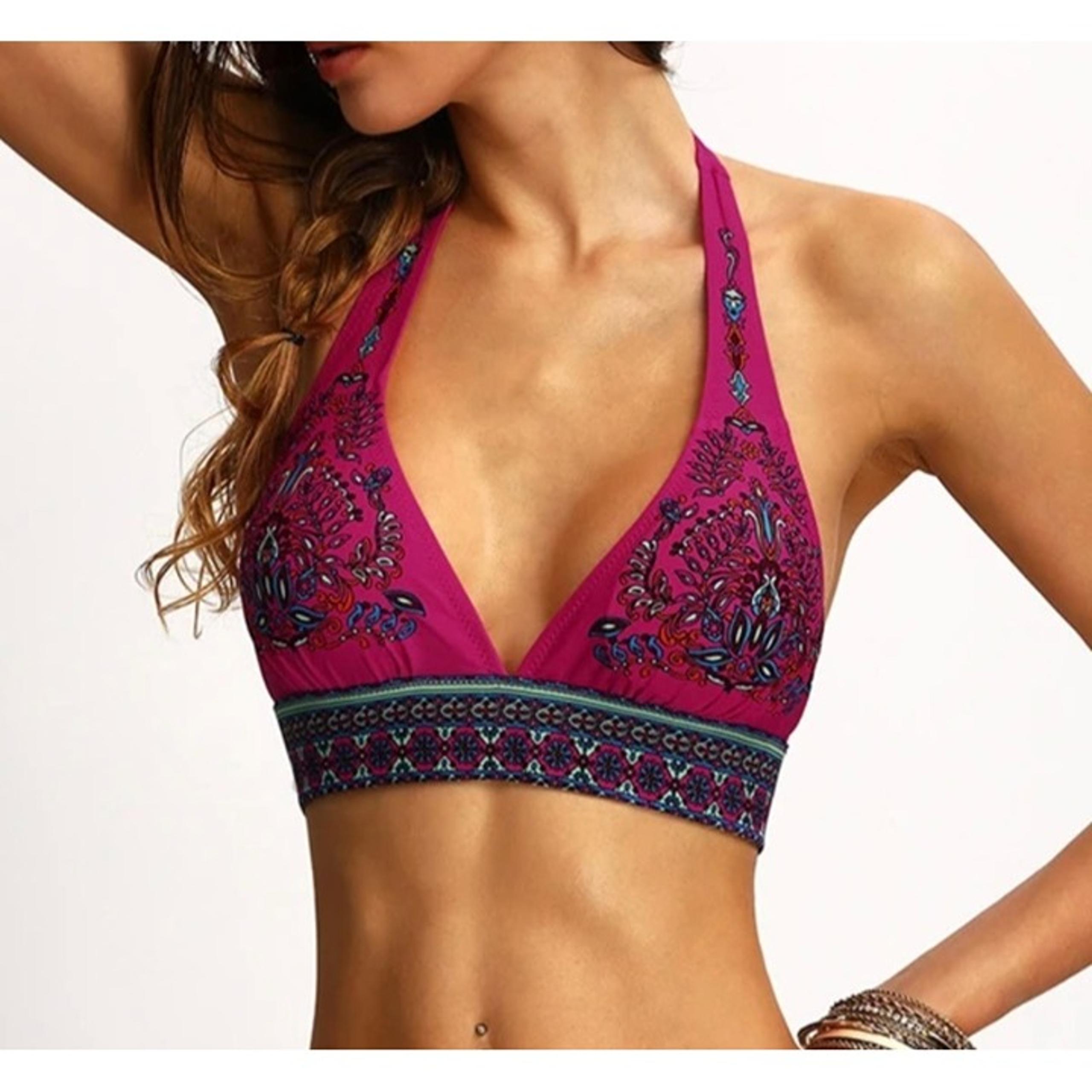 VICTORIA'S SECRET Hot Pink Paisley Print Halter Style Women's Bikini Top Medium