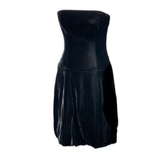 Vintage Black Velvet Bubble Dress - Strapless - Size 8 - Union Made in USA