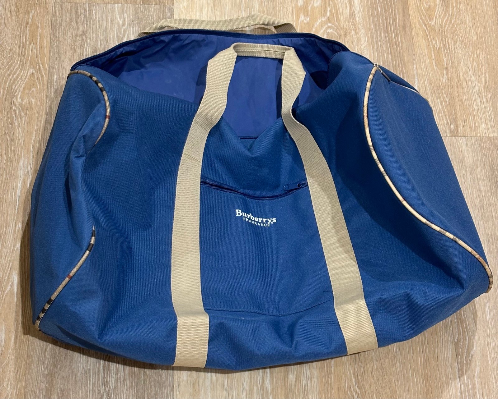 Blue Burberry Fragrance Duffle Bag Sports Travel Tote Luggage Large