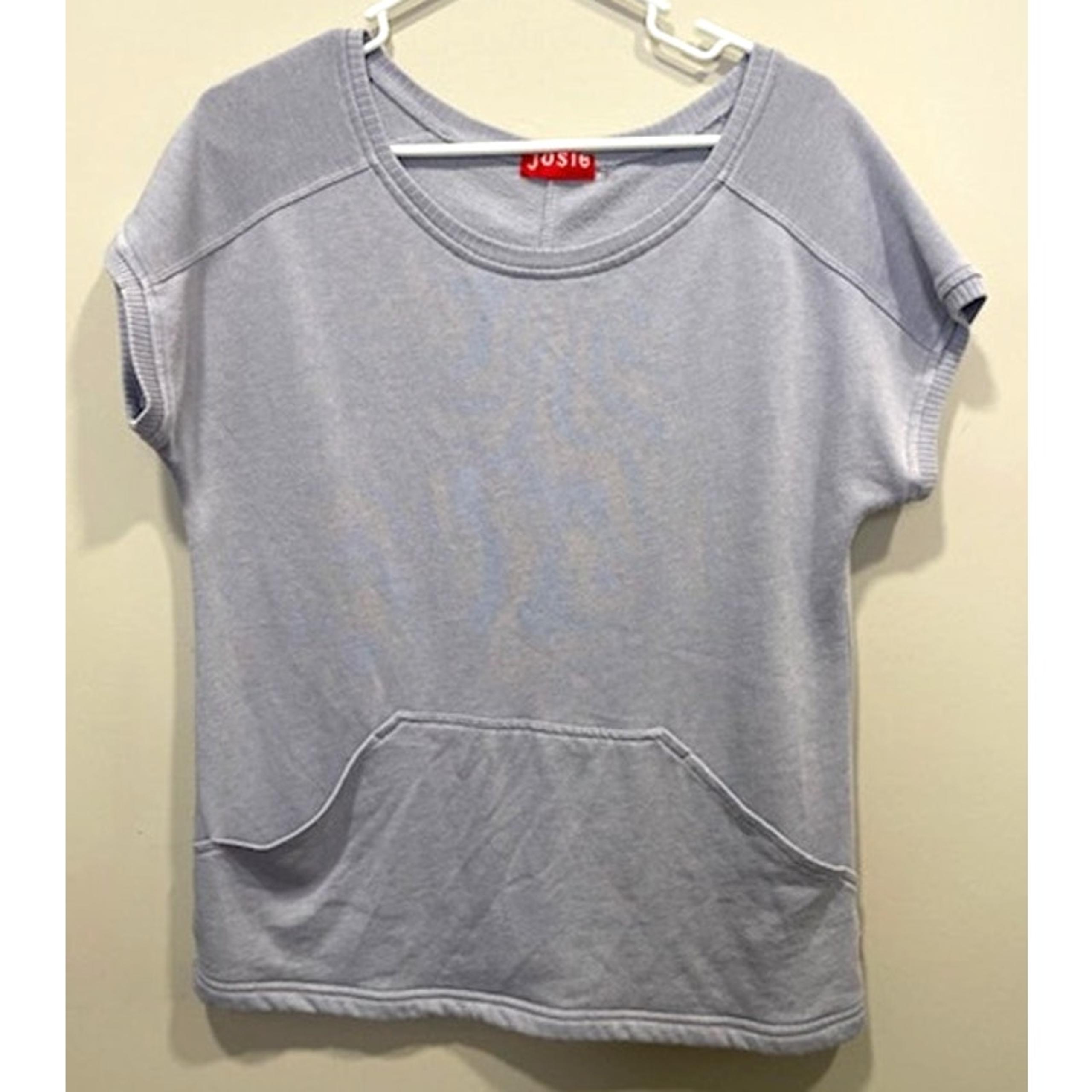 JOSIE Natori Short Sleeve Sleep Loungewear Casual Top Pale Gray Blue