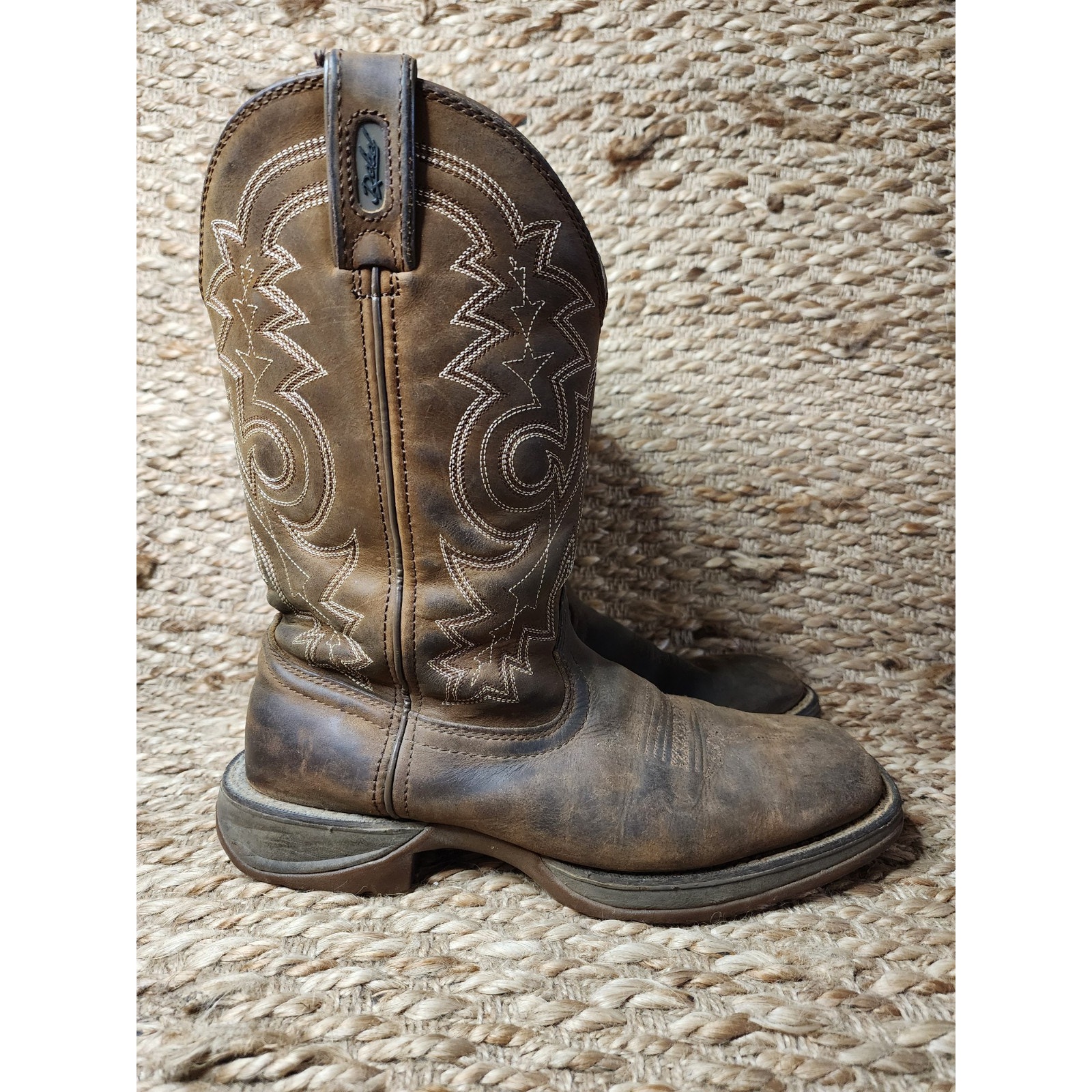 DB4443 Durango Western 12” Brown Boots Mens Rebel Leather Size 8.5 EE Extra Wide