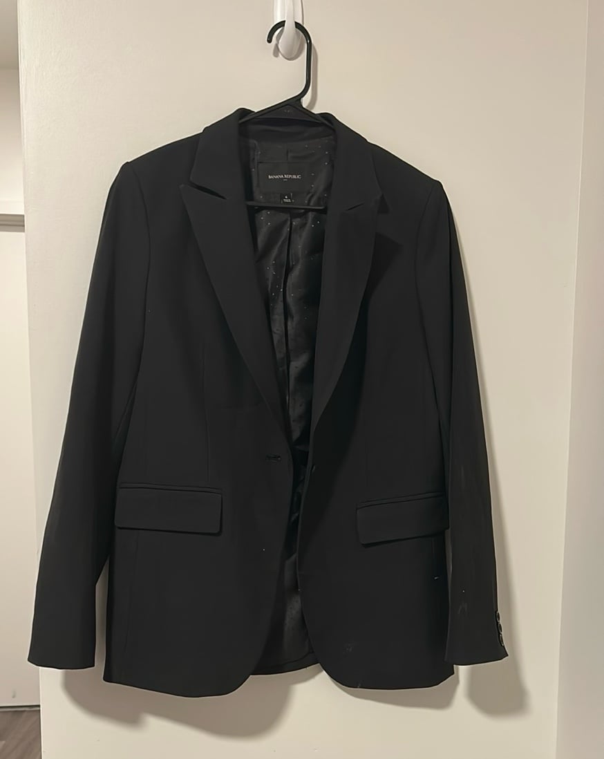 Banana Republic Black Blazer Work Career Office Size 6