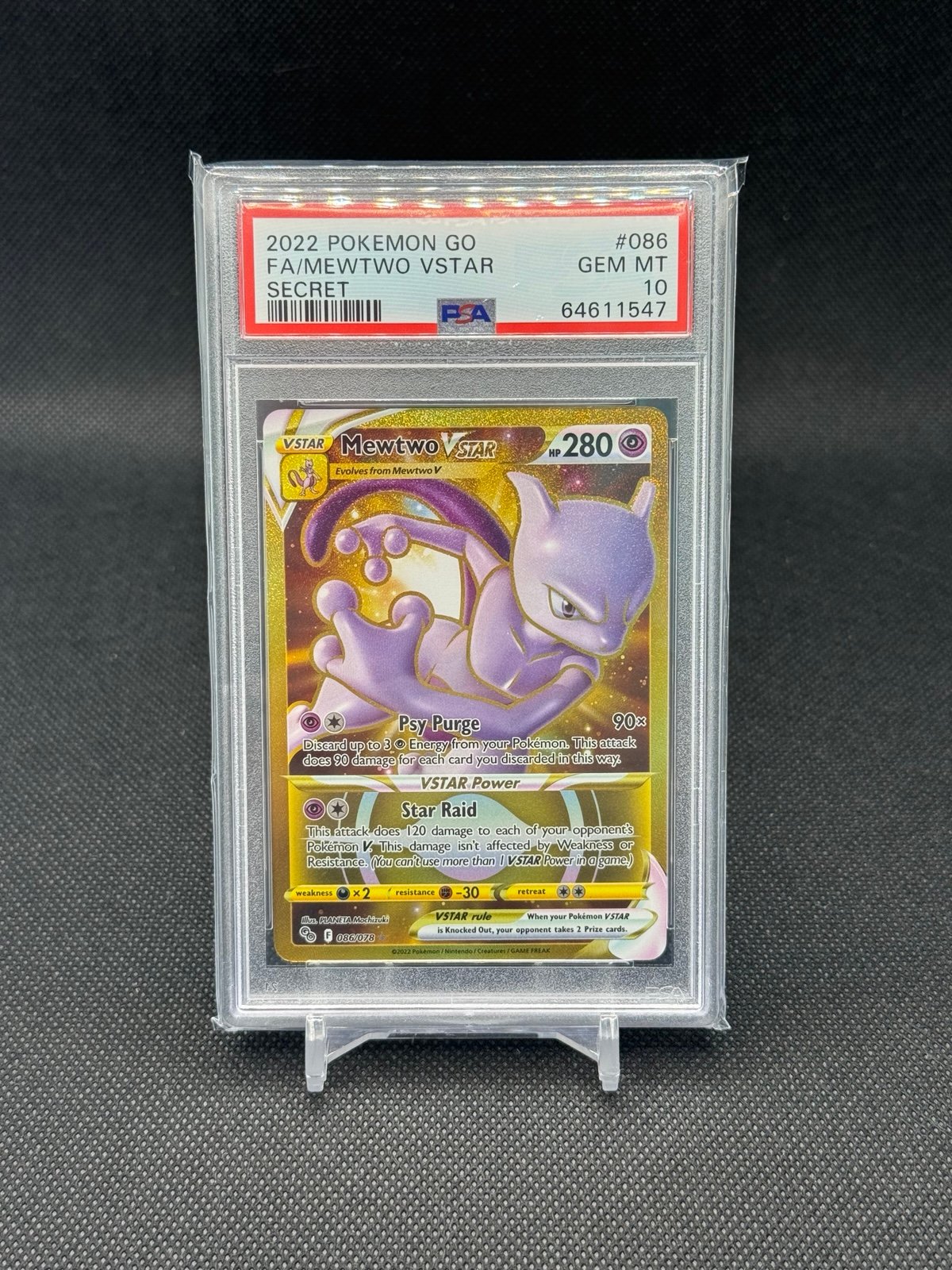 PSA 10 Pokémon 2022 FA/Mewtwo VSTAR #086