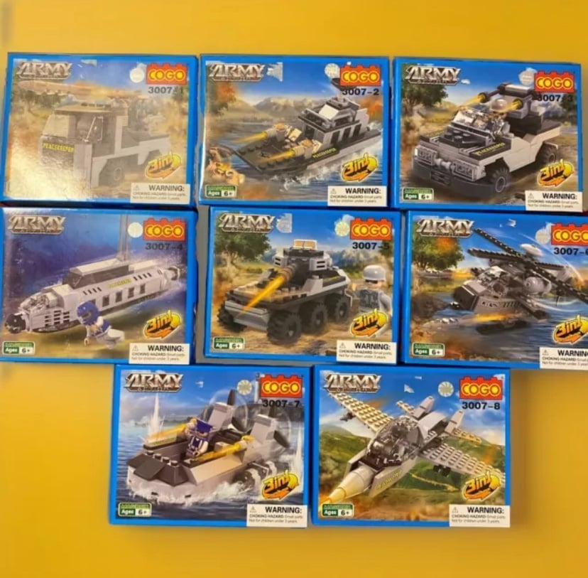 MAGIBRIX COGO ARMY ACTION FULL SET 3007/1-8 Military Lego-like 3 n 1 Build Sets