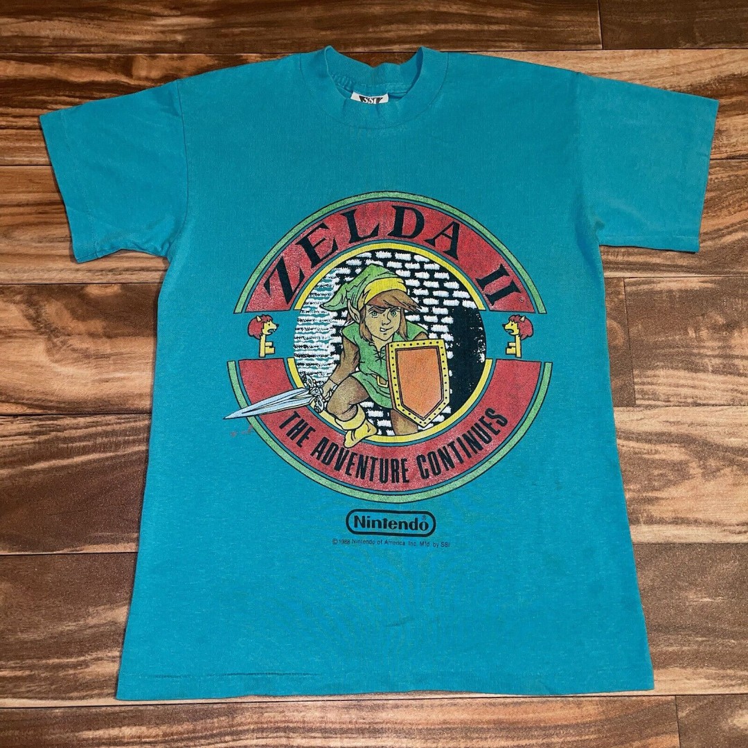 Vintage 1988 Legend Of Zelda 2 Link Nintendo Adventure Continues YOUTH Shirt L