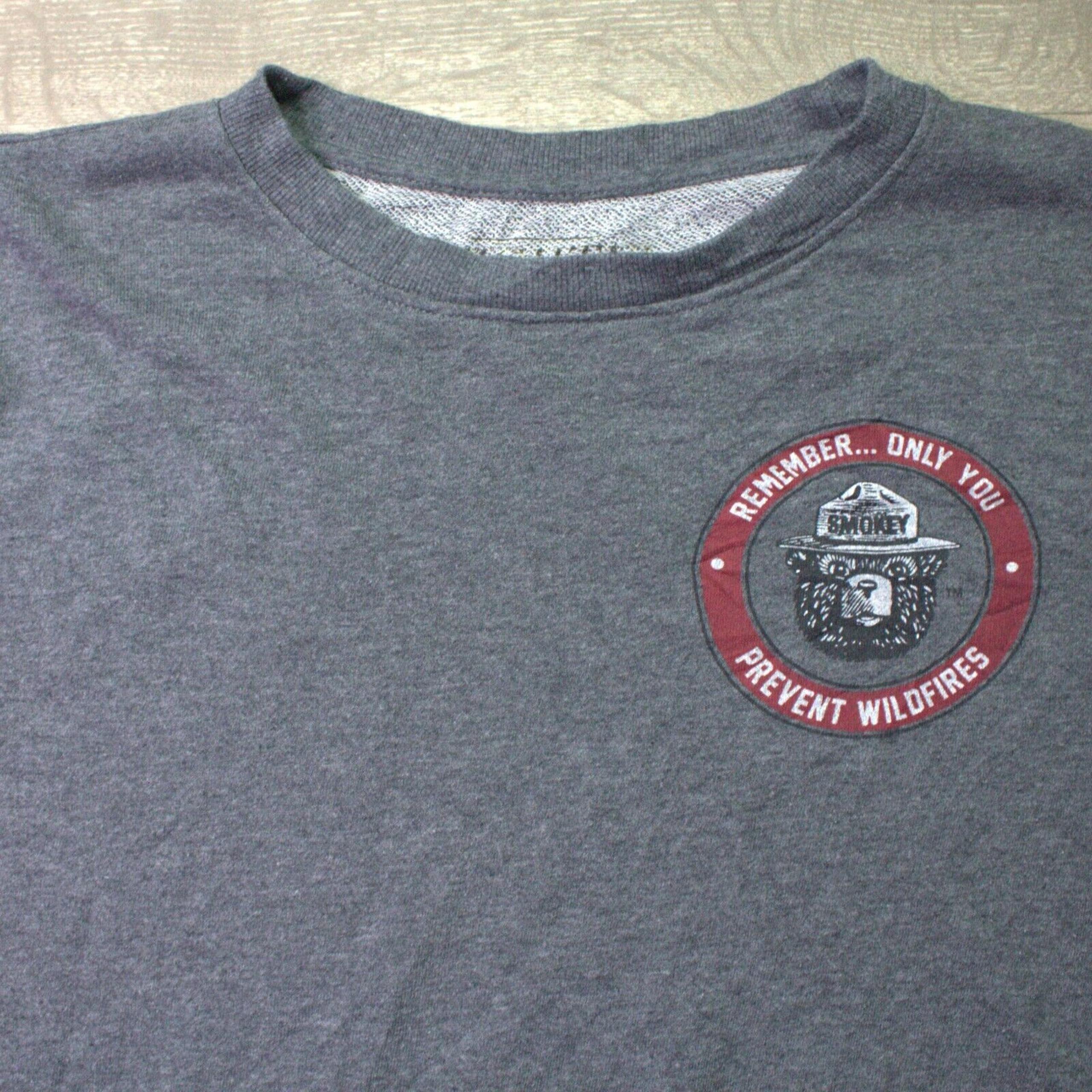 Smokey The Bear Shirt Women's XL Gray Red Remember Only You Prevent Wildfires