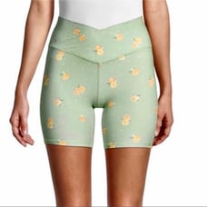WEWOREWHAT GREEN FLORAL PRINT BIKER SHORTS