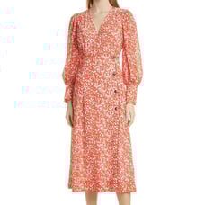 Ganni Women's Printed Crepe Midi Dress Size 36