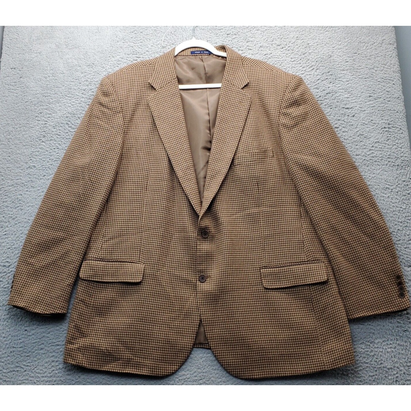 Vtg Mens Blazer Jacket Multi Cashmere Houndstooth Notch Lapel Single Breasted