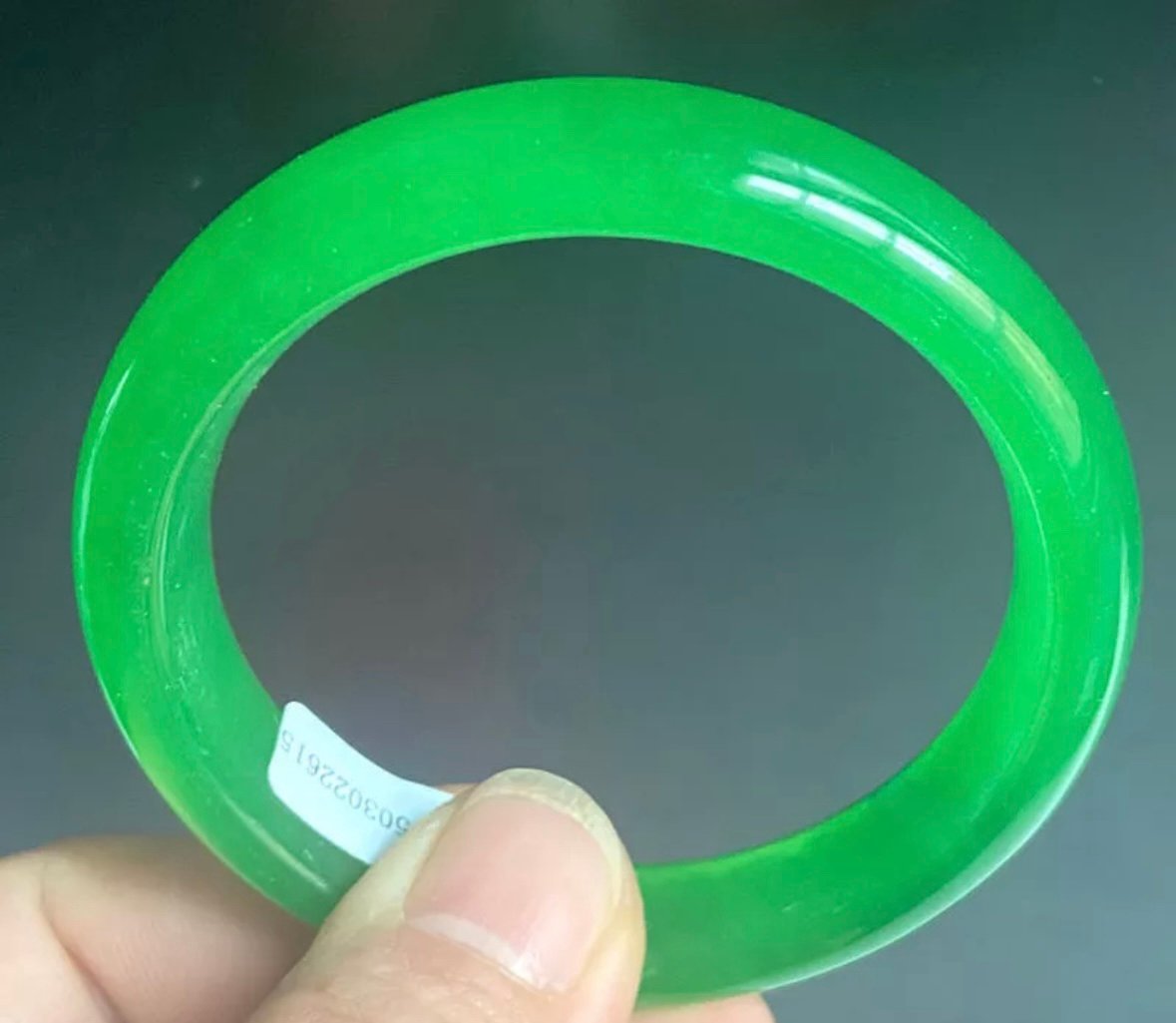 Certified 57.5mm Natural Grade A icy Green Jade jadeite Bangle 2615