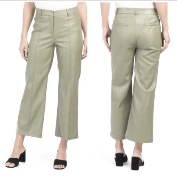 New 7 for all mankind green cropped faux leather pants