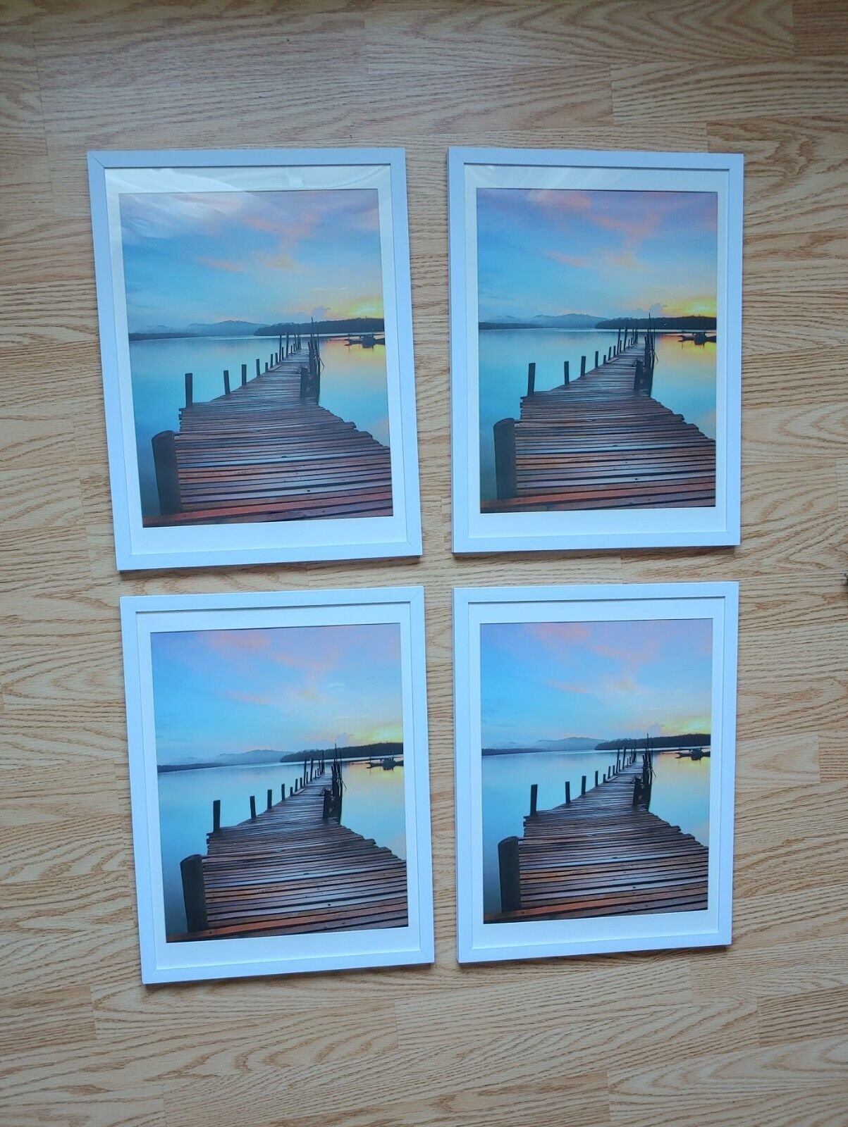 Lot 4 Sindcom White Wooden Picture Poster Wall Frames 12x16 Detachable Mat (B)