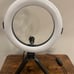 Tri pod adjustable phone holder, tripod halo light