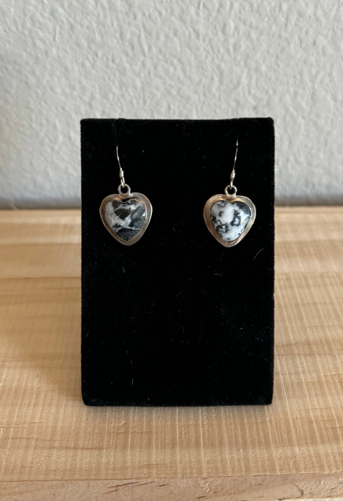 White Buffalo heart earrings