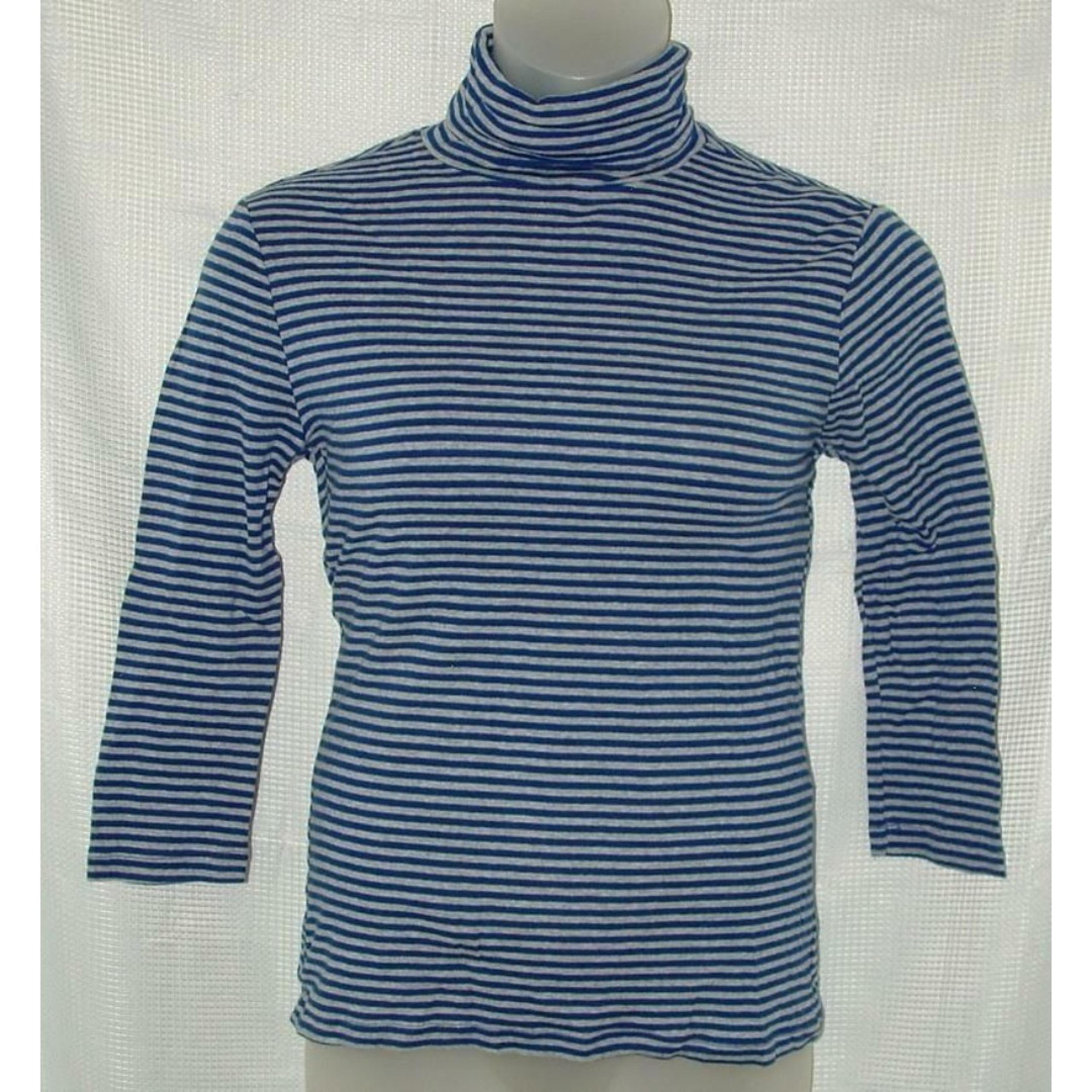 Blue & Gray Striped Sz Jr Large Casual or Dress Stretchy Turtleneck Top GAP