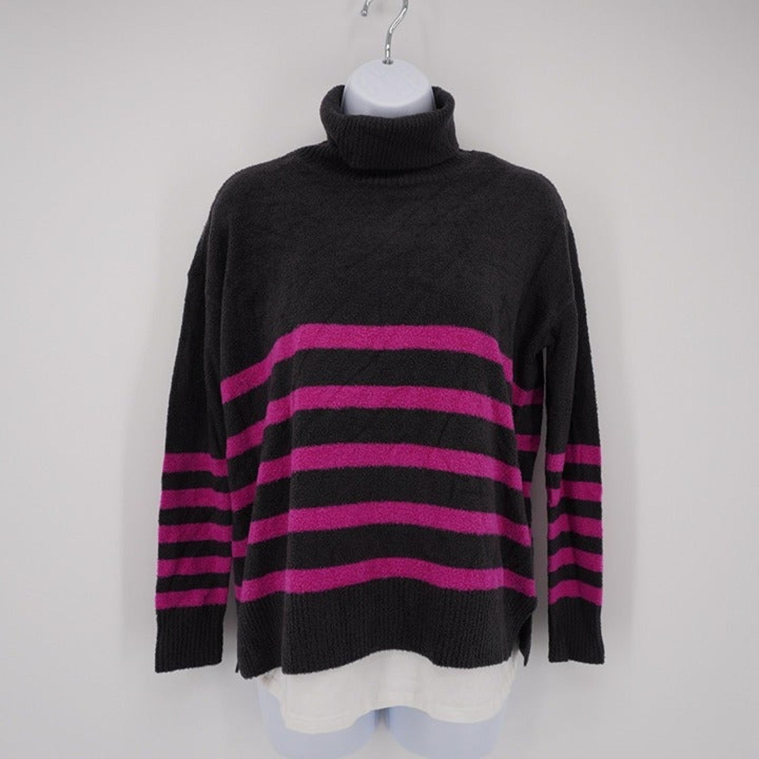 Vince Camuto NWOT Women's Gray Purple Striped Mock Neck Long Sleeve Sweater PXS