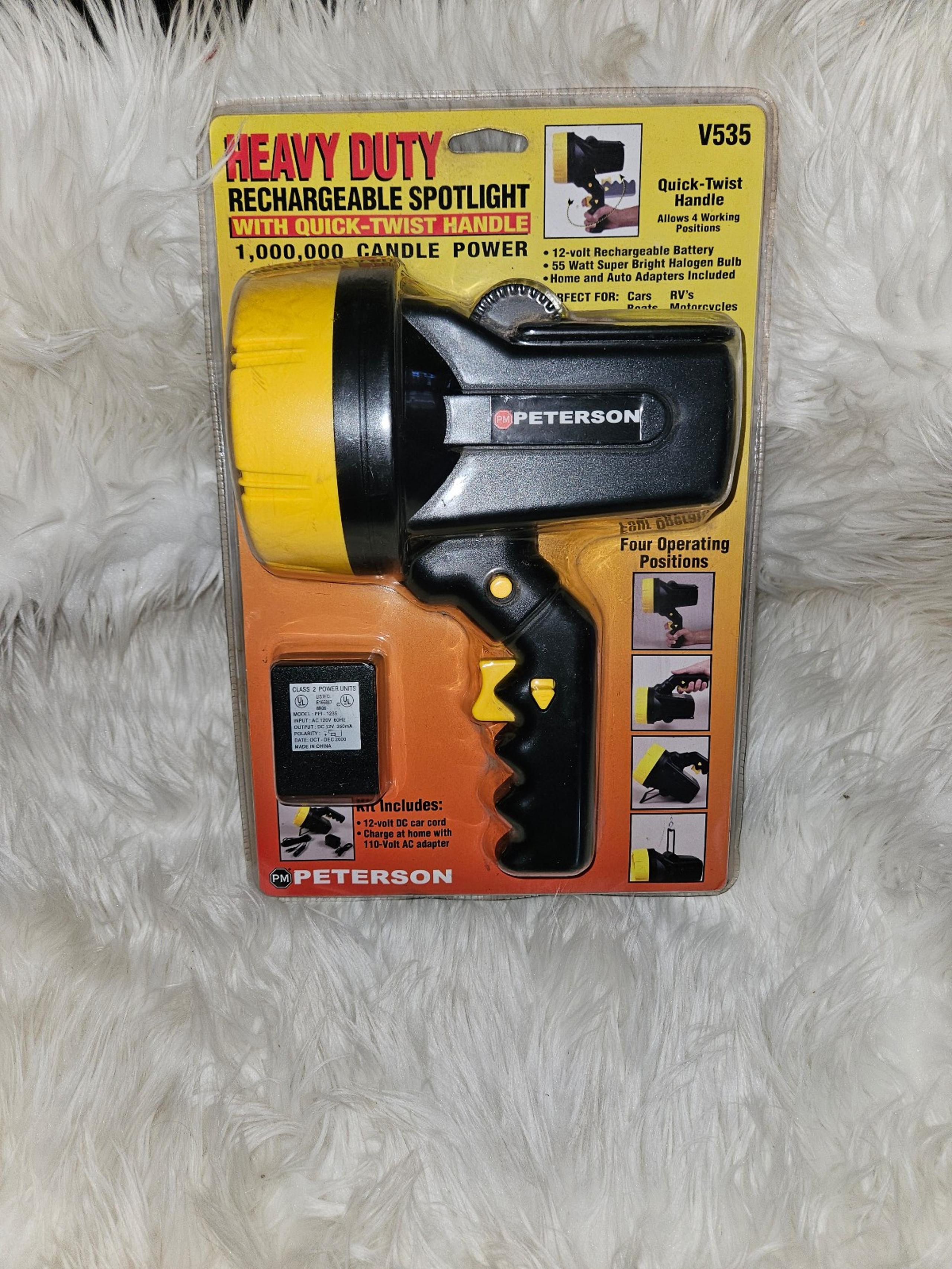 1,000,000 CANDLE POWER, HEAVY DUTY RECHARGEABLE SPOTLIGHT, PETERSON V535