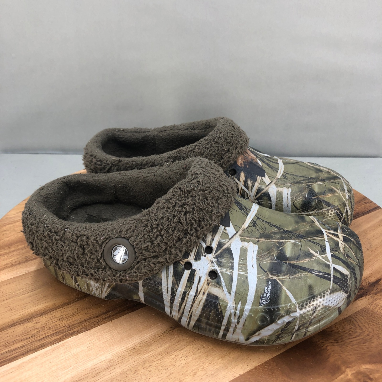 Crocs Advantage Max Fleece Lined Clogs Mens 9 Camo Slip On Comfort Shoes