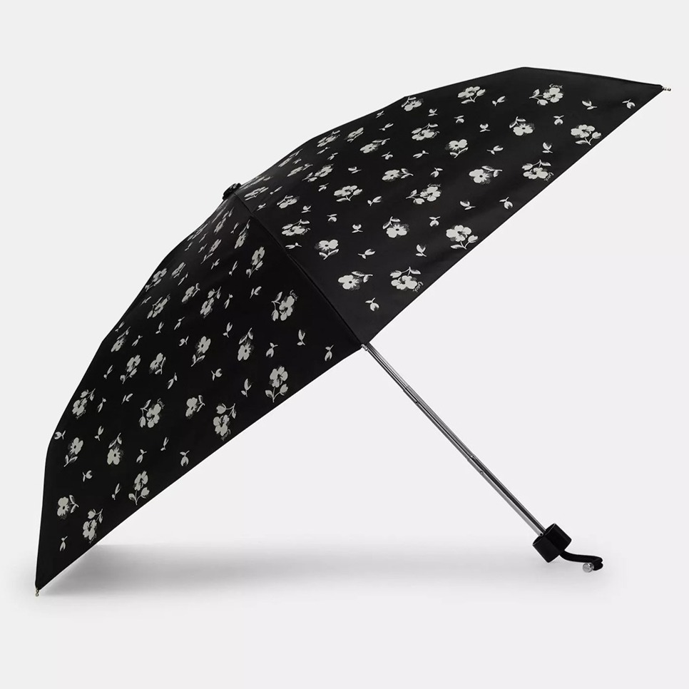 Coach Mini Umbrella In Signature Black Floral Print NWT!