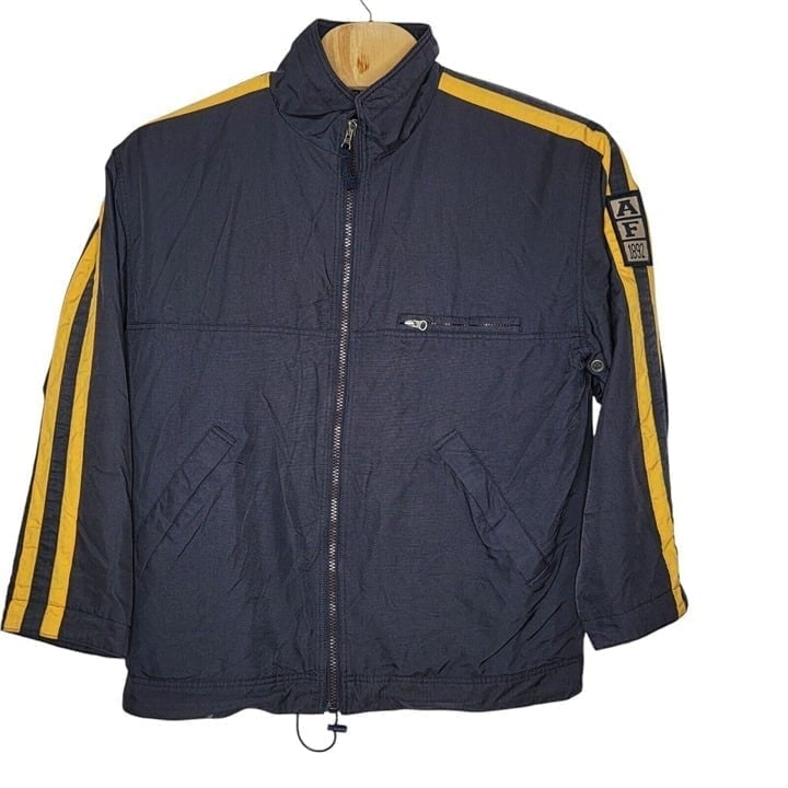 Vintage Abercrombie and Fitch Black / Yellow Stripe Full Zip Jacket Medium M