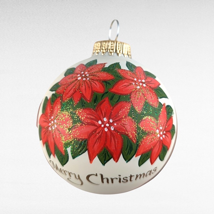 Vaillancourt 2001 Poinsettia Glass Ornament
